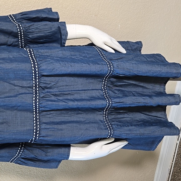 Tommy Bahama Black and Blue Tiered Sundress with Bell Sleeves - Picture 6 of 6